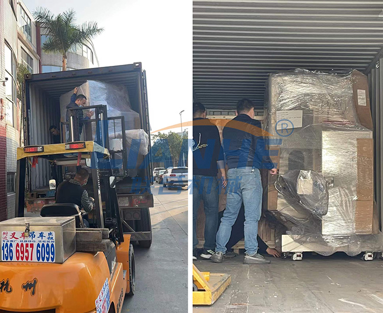 2021-12-13，The [Fully Automatic Filling Line] purchased by an Algerian customer from Guangzhou Lianhe Machinery Co., Ltd. will be loaded and shipped today!